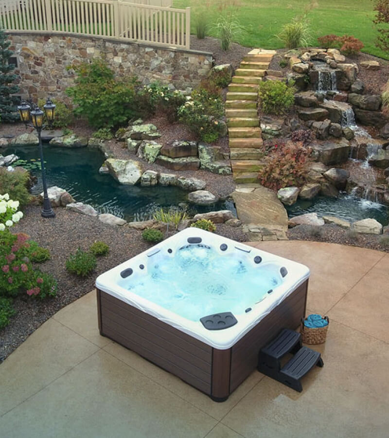 Stamped Concrete Patio with Hot Tub