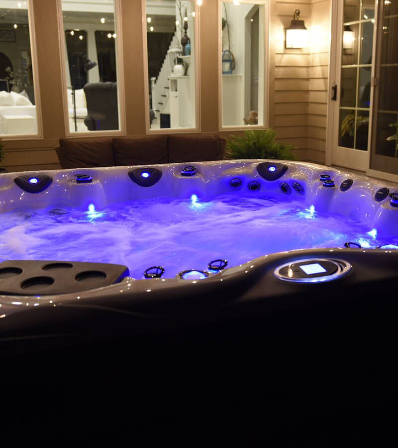 Enjoy an evening soak with a Michael Phelps hot tub