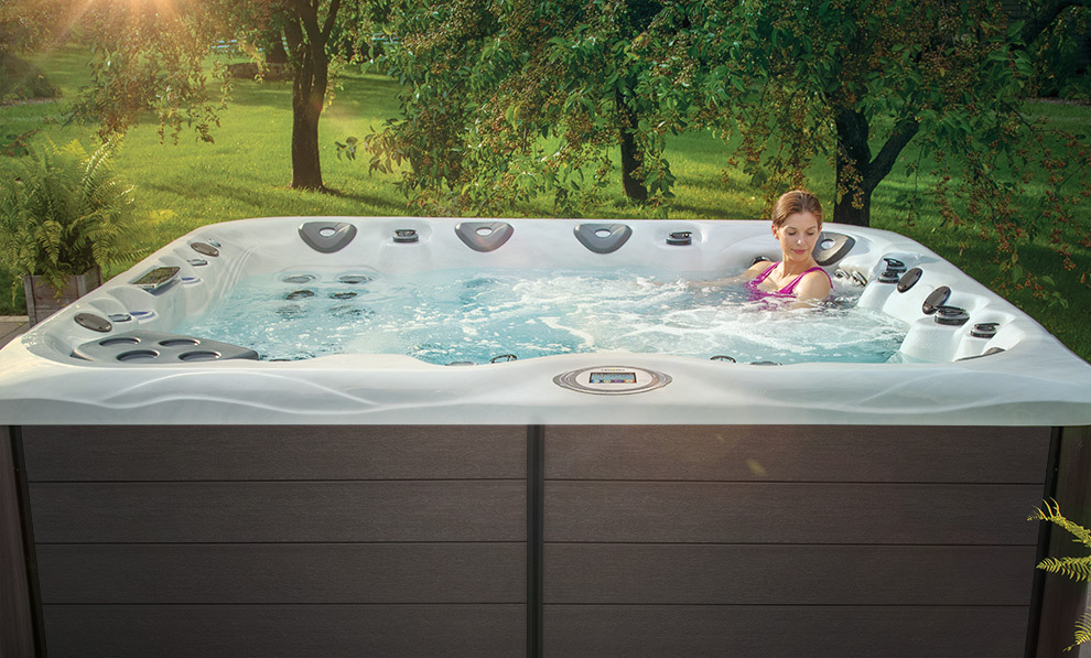 hot tub installation in a wooded area